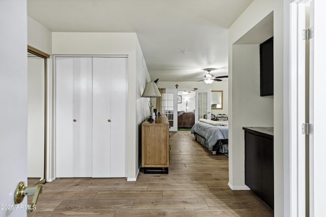 bedroom with light hardwood / wood-style flooring