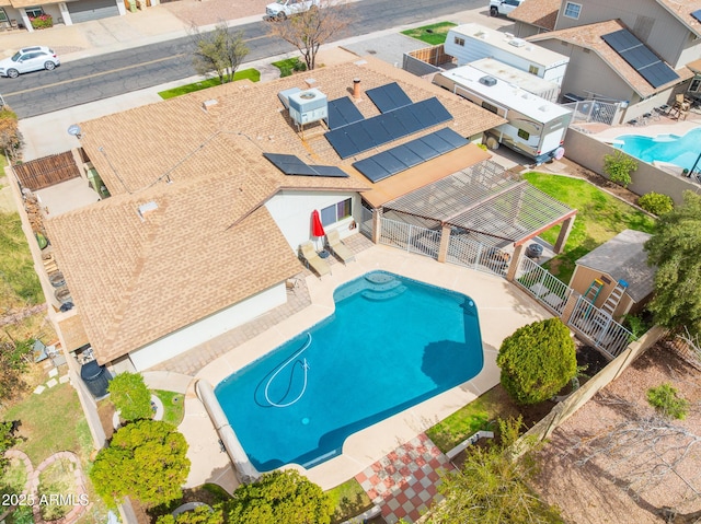 view of swimming pool with a patio area, a fenced backyard, and a fenced in pool