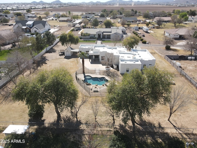 bird's eye view featuring a residential view and a mountain view