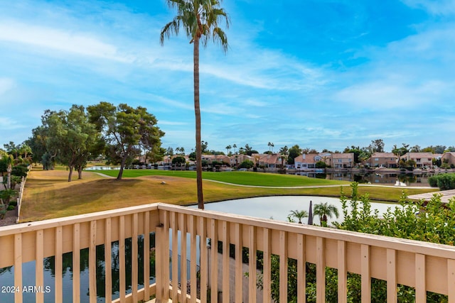 exterior space with a water view