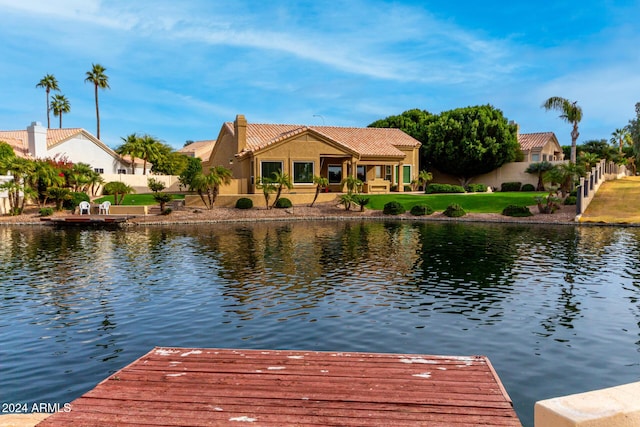 view of dock featuring a water view