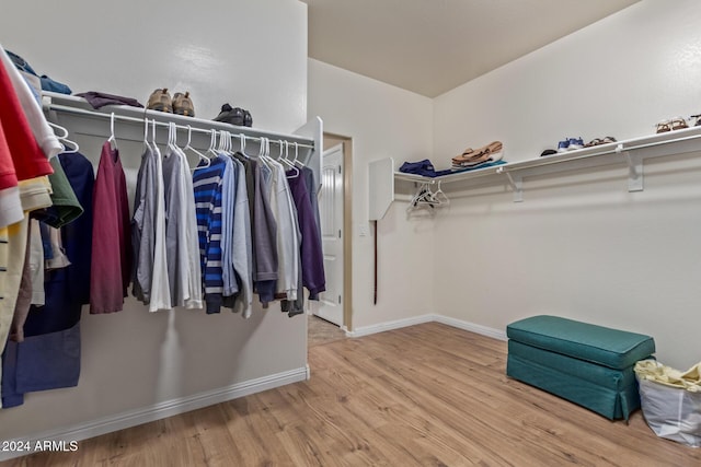 walk in closet featuring hardwood / wood-style flooring