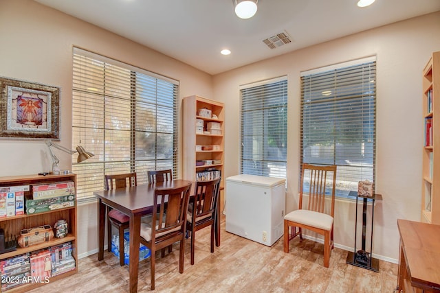 dining area featuring light hardwood / wood-style flooring