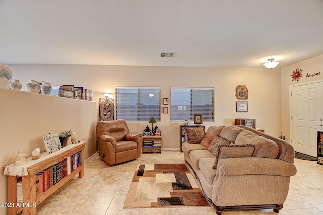 view of tiled living room