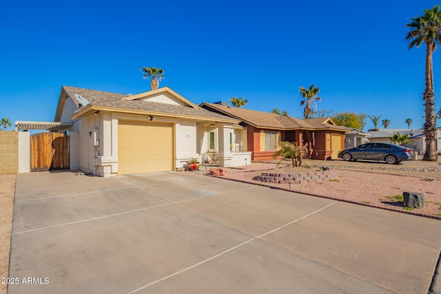 single story home with a garage