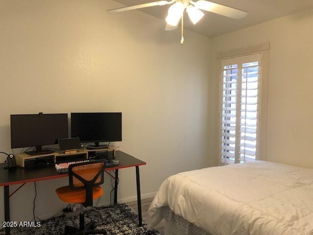 1156 E Vinedo Ln, Tempe, AZ 85284 - bedroom featuring an office area, ceiling fan, carpet flooring, and baseboards