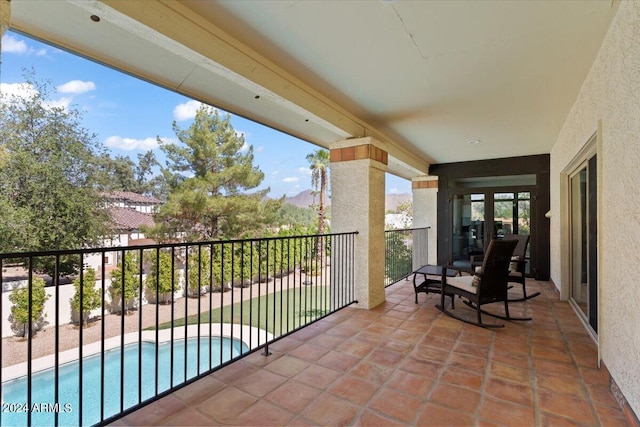 balcony with a patio area