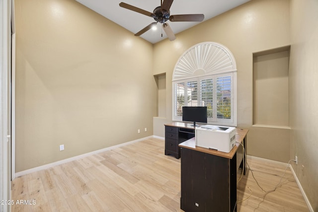 11816 E Terra Dr, Scottsdale, AZ 85259 - office space with ceiling fan, light wood finished floors, and high vaulted ceiling