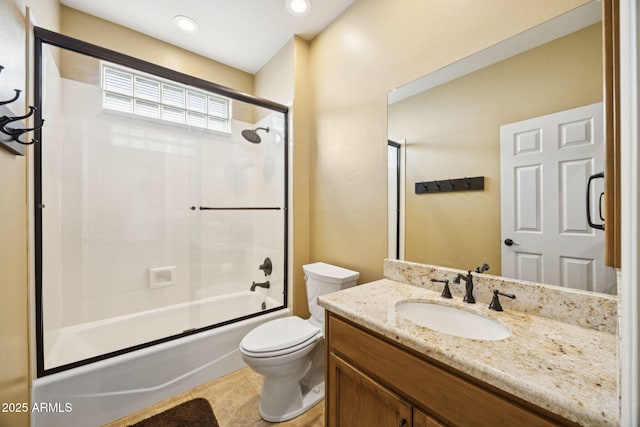 11816 E Terra Dr, Scottsdale, AZ 85259 - bathroom featuring vanity, bath / shower combo with glass door, and recessed lighting