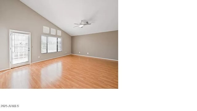 3761 W Kent Dr, Chandler, AZ 85226 - empty room featuring wood finished floors, a ceiling fan, baseboards, and lofted ceiling