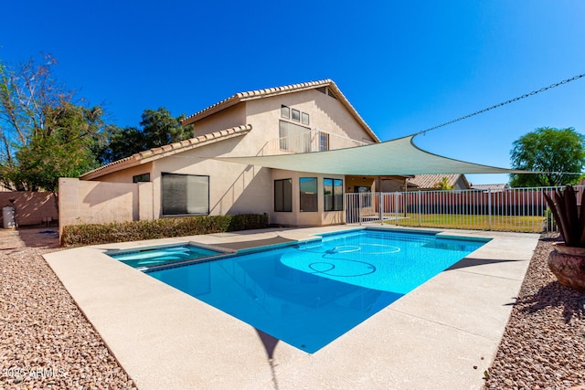 3761 W Kent Dr, Chandler, AZ 85226 - view of swimming pool featuring fence, a patio, and a pool with connected hot tub