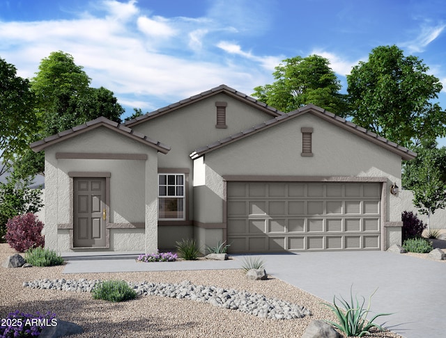 47165 W Coe St, Maricopa, AZ 85139 - ranch-style home featuring an attached garage, concrete driveway, and stucco siding
