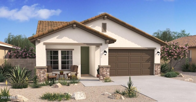 view of front of property with a garage