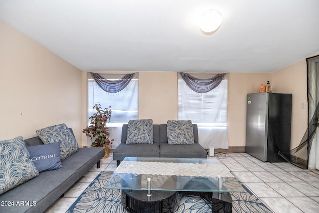 view of tiled living room