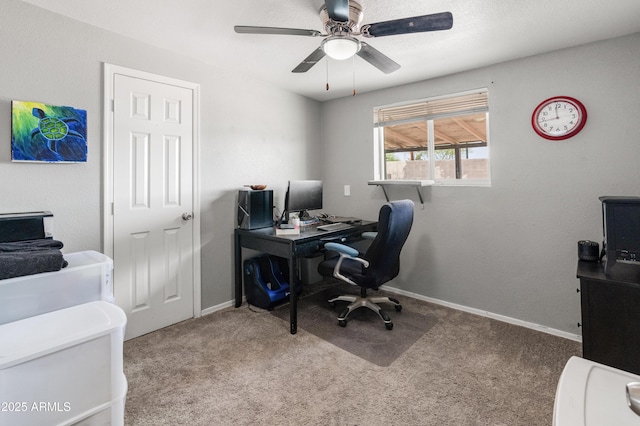 3806 N 64th Dr, Phoenix, AZ 85033 - office area with carpet floors, ceiling fan, and baseboards