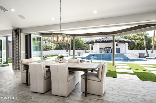 dining room with an inviting chandelier