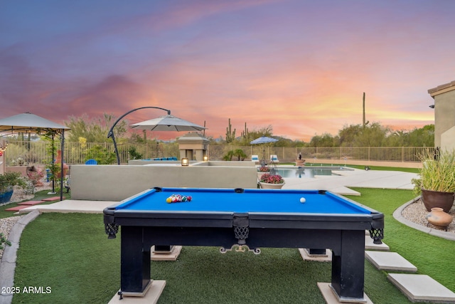 recreation room with carpet flooring and billiards table