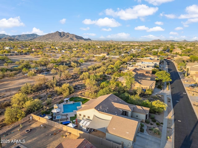 aerial perspective of suburban area with mountains