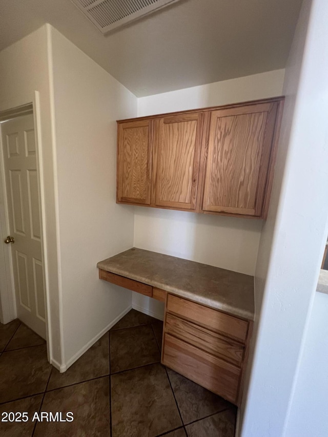 13004 W Saint Moritz Ln, El Mirage, AZ 85335 - unfurnished office featuring dark tile patterned floors and built in desk