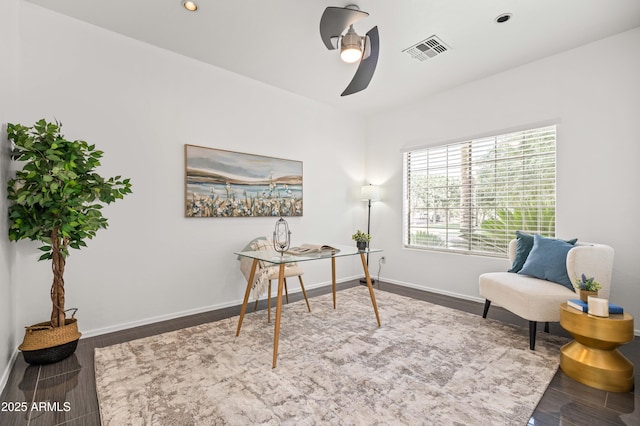 4140 E Claxton Ave, Gilbert, AZ 85297 - office space with a ceiling fan, wood finished floors, baseboards, and recessed lighting