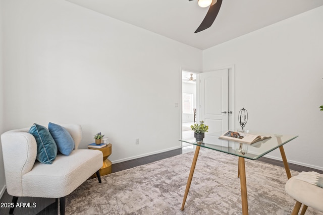 4140 E Claxton Ave, Gilbert, AZ 85297 - office space featuring ceiling fan, wood finished floors, and baseboards
