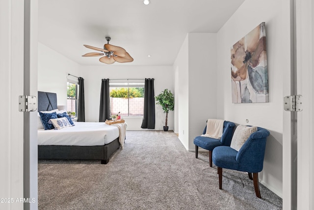 4140 E Claxton Ave, Gilbert, AZ 85297 - bedroom featuring carpet floors, a ceiling fan, baseboards, and recessed lighting