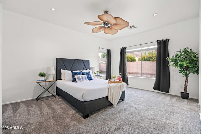 4140 E Claxton Ave, Gilbert, AZ 85297 - bedroom featuring carpet floors, multiple windows, baseboards, and recessed lighting