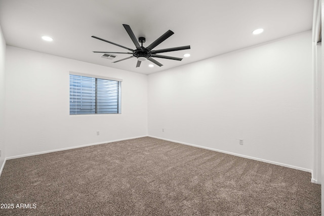 4140 E Claxton Ave, Gilbert, AZ 85297 - carpeted empty room with recessed lighting, a ceiling fan, and baseboards