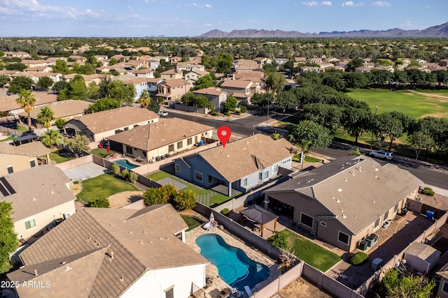 4140 E Claxton Ave, Gilbert, AZ 85297 - aerial view of residential area featuring a mountain backdrop and a pool area