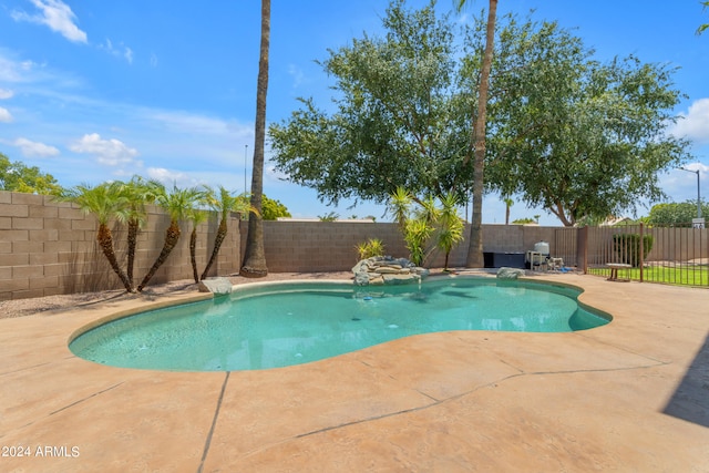 view of swimming pool with a patio