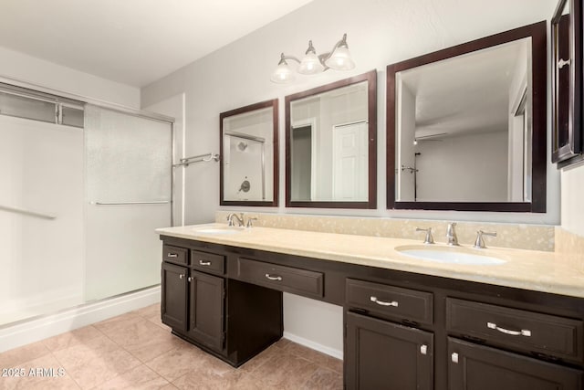 16638 N 46th Ln, Glendale, AZ 85306 - bathroom with a sink, double vanity, and a stall shower