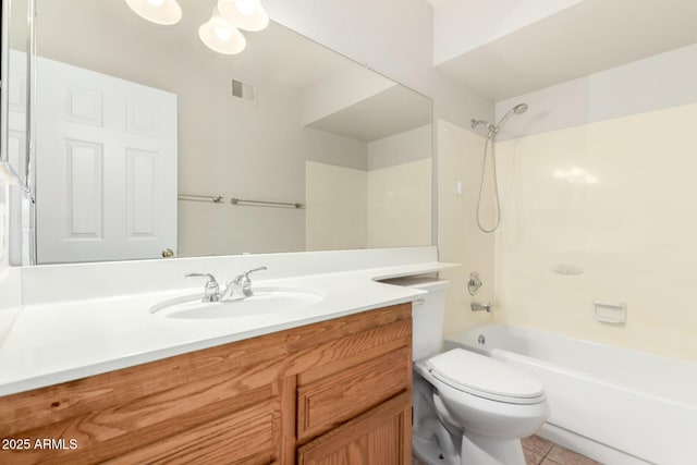 16638 N 46th Ln, Glendale, AZ 85306 - bathroom with shower / washtub combination, vanity, tile patterned flooring, visible vents, and toilet