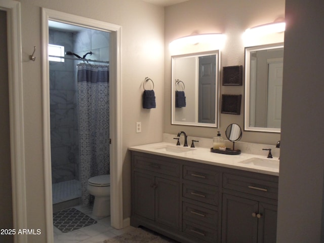 1333 N Higley Rd Unit 7, Mesa, AZ 85205 - full bath featuring toilet, a tile shower, and double vanity