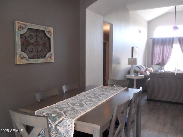 1333 N Higley Rd Unit 7, Mesa, AZ 85205 - dining space with vaulted ceiling and wood finished floors