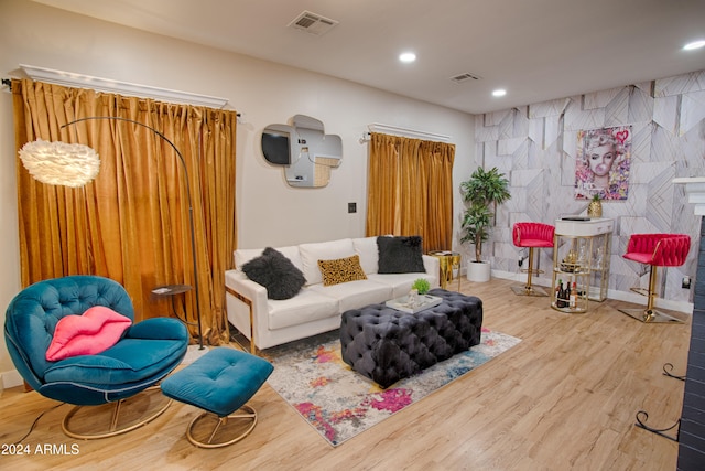 living room featuring light hardwood / wood-style flooring