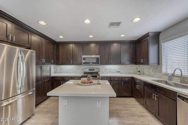 815 E Rose Ln Unit 105, Phoenix, AZ 85014 - kitchen with dark brown cabinetry, a sink, visible vents, and stainless steel appliances