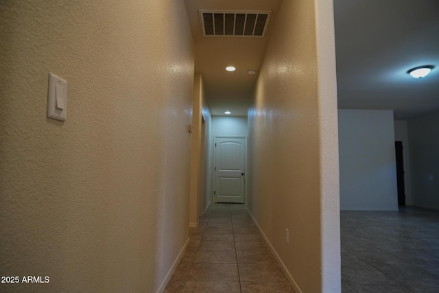 4246 Kings Canyon Way, Sierra Vista, AZ 85650 - hall featuring tile patterned floors, a textured wall, baseboards, and recessed lighting
