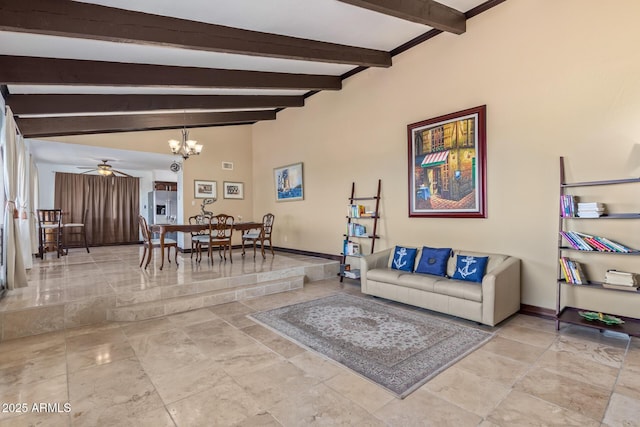 11237 N 15th Ln, Phoenix, AZ 85029 - living room with a chandelier, baseboards, and ceiling fan