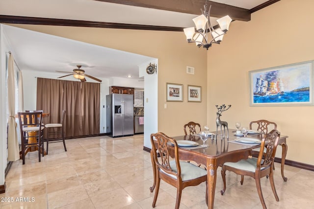 11237 N 15th Ln, Phoenix, AZ 85029 - dining room with baseboards, a chandelier, and ceiling fan