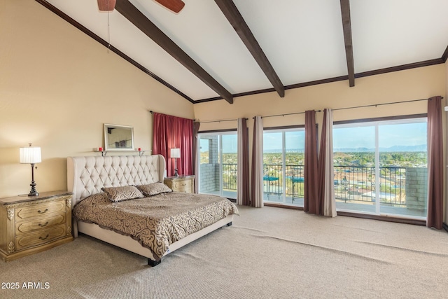 11237 N 15th Ln, Phoenix, AZ 85029 - carpeted bedroom featuring access to outside, beam ceiling, and high vaulted ceiling