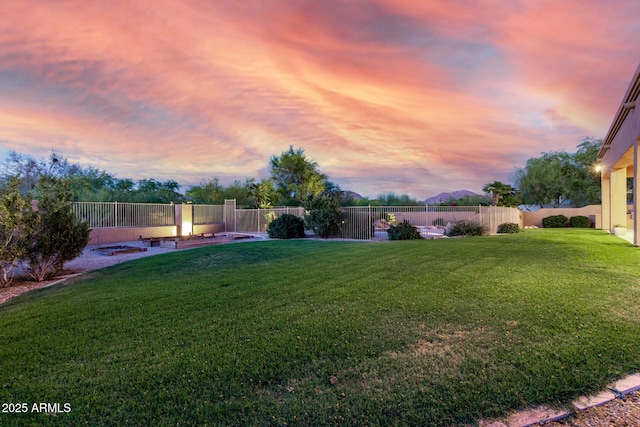 view of yard featuring a fenced backyard