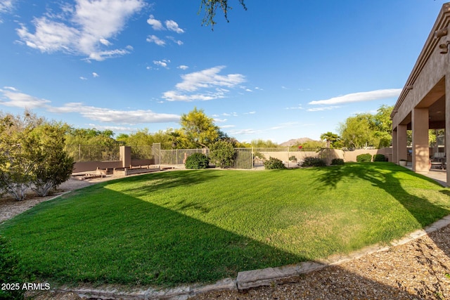 view of yard featuring a fenced backyard and a patio