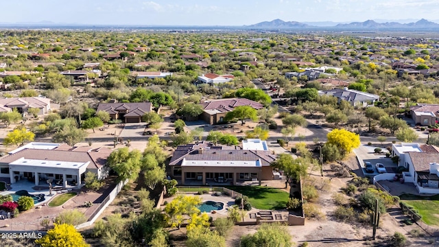 bird's eye view with a mountain view and a residential view