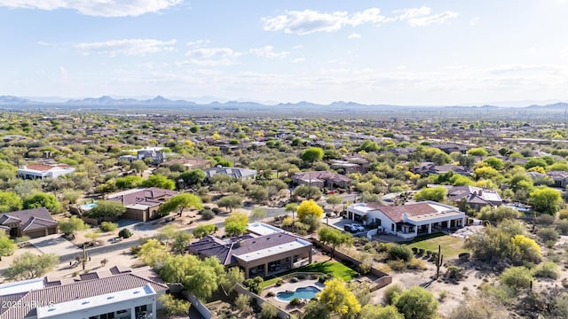 aerial view with a residential view and a mountain view