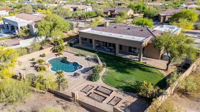 aerial view with a residential view