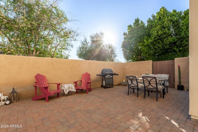 view of patio / terrace featuring a grill