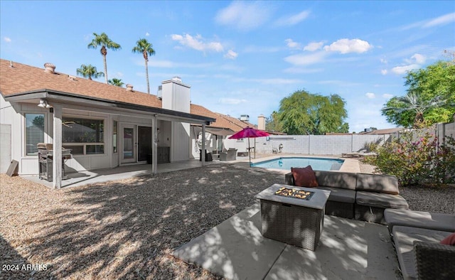 exterior space featuring a fenced in pool