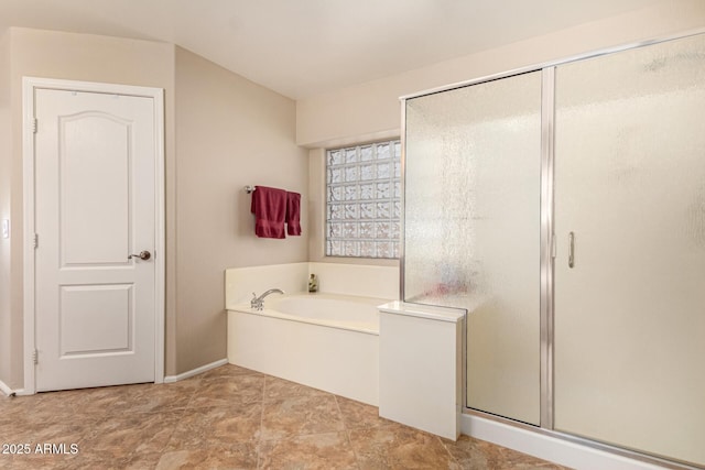 bathroom with plus walk in shower