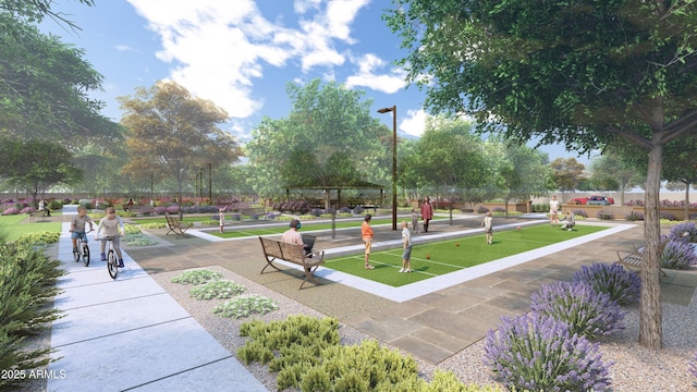 surrounding community featuring a bocce ball area