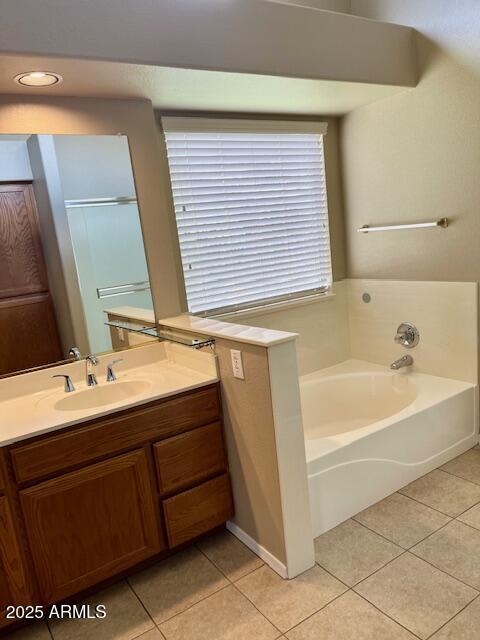 6376 W Adobe Dr, Glendale, AZ 85308 - full bath with tile patterned flooring, vanity, and a bath